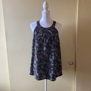 Loft Black Floral Halter Dressy Tank - Size L